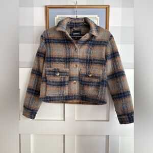 Buffalo David Bitton Blue and Tan Checkered Jacket Size Small